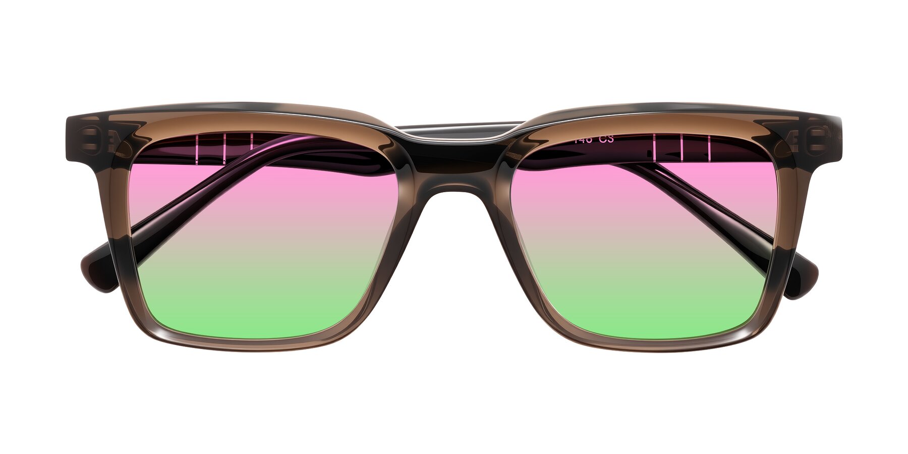 Folded Front of Itasca in Brown with Pink / Green Gradient Lenses
