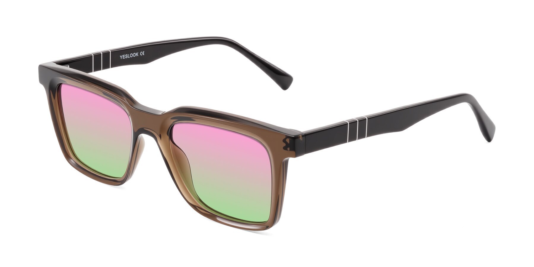 Angle of Itasca in Brown with Pink / Green Gradient Lenses