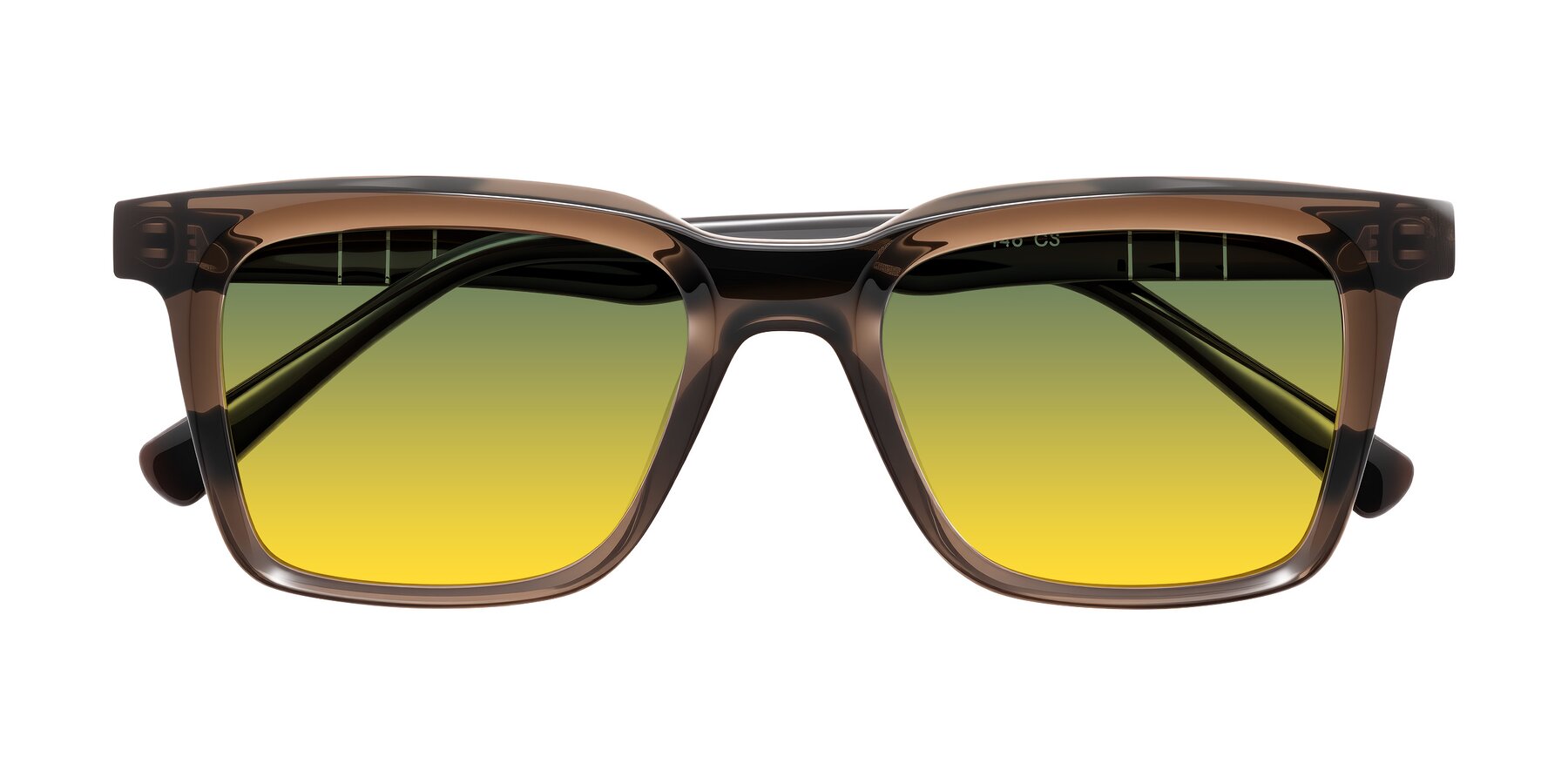 Folded Front of Itasca in Brown with Green / Yellow Gradient Lenses