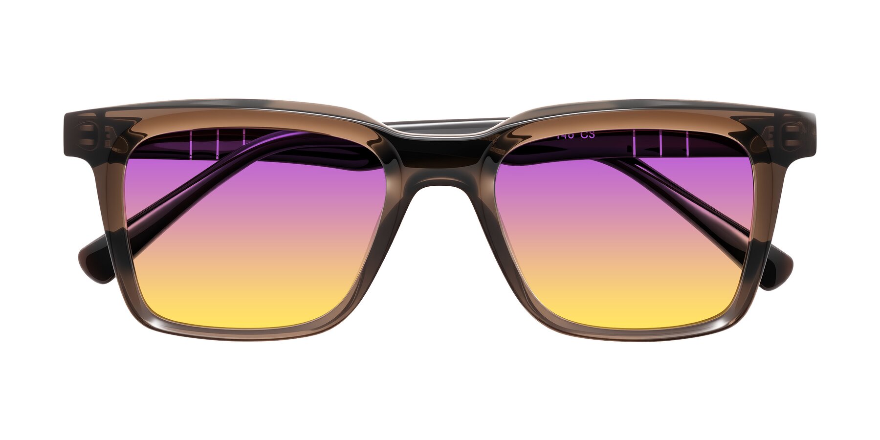 Folded Front of Itasca in Brown with Purple / Yellow Gradient Lenses