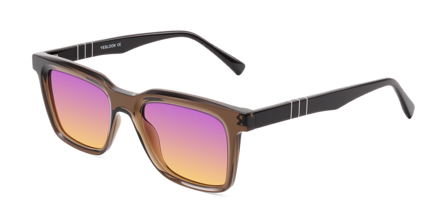 Angle of Itasca in Brown with Purple / Yellow Gradient Lenses