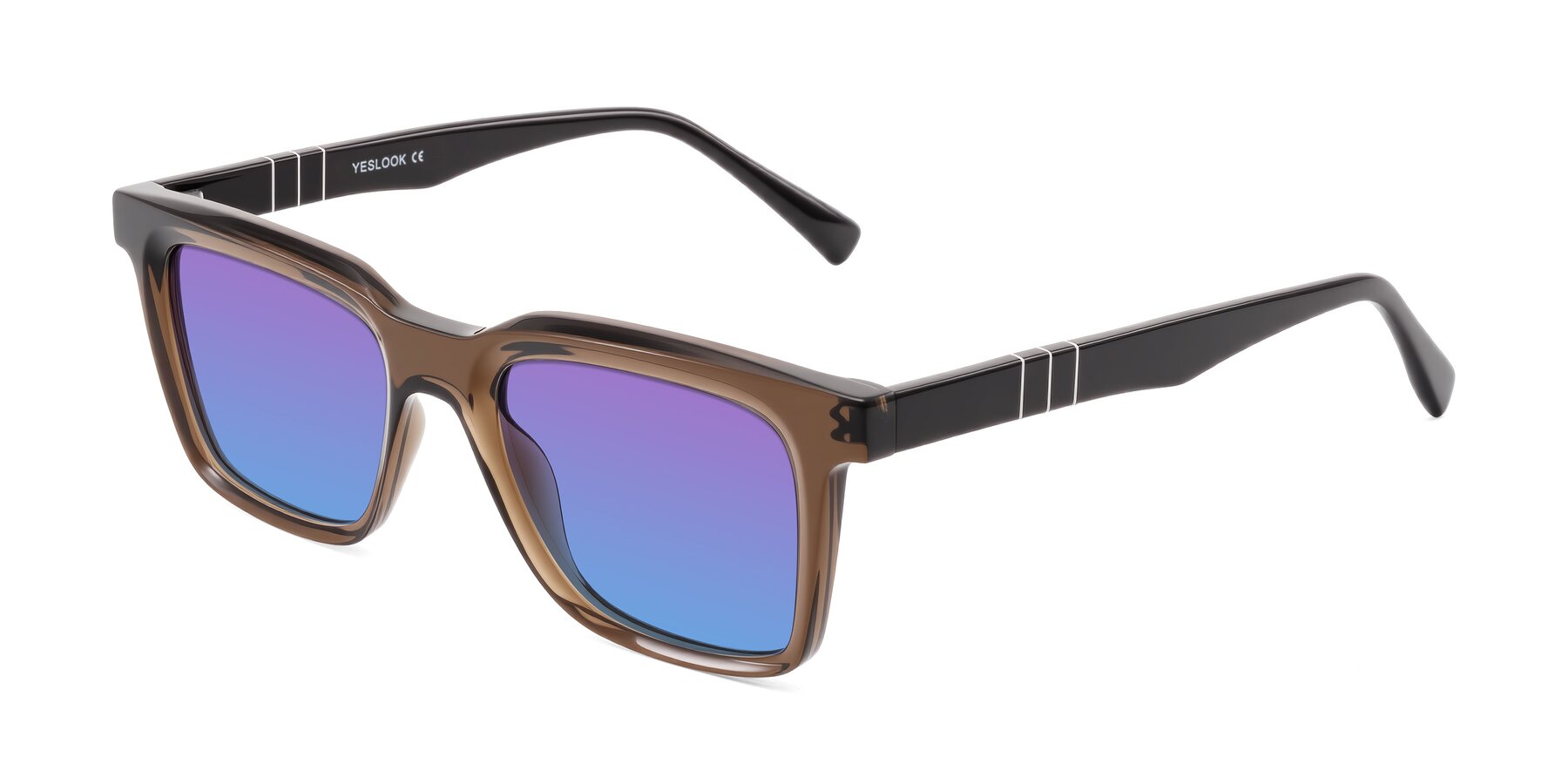 Angle of Itasca in Brown with Purple / Blue Gradient Lenses