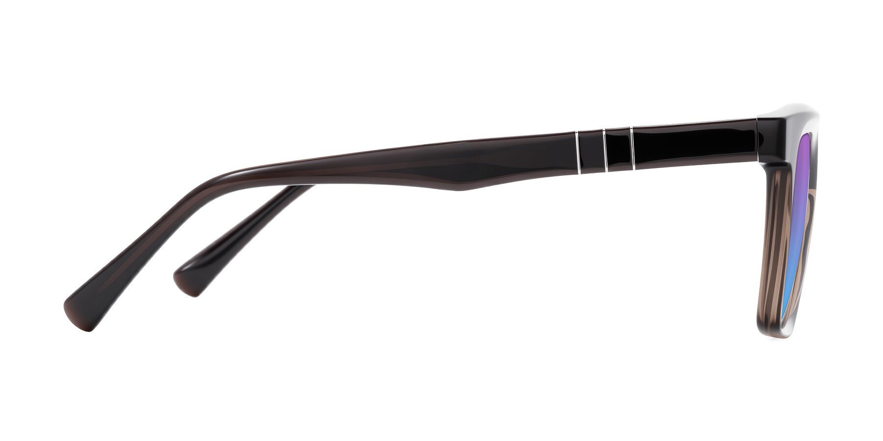Side of Itasca in Brown with Purple / Blue Gradient Lenses