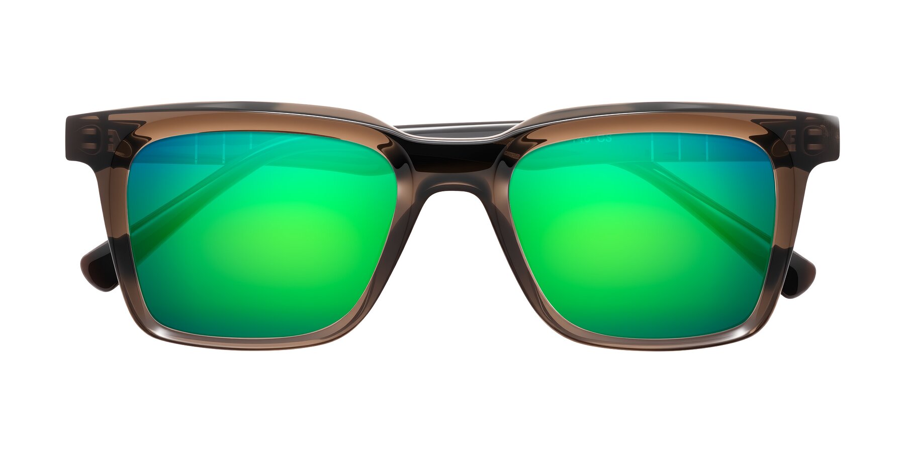Folded Front of Itasca in Brown with Green Mirrored Lenses