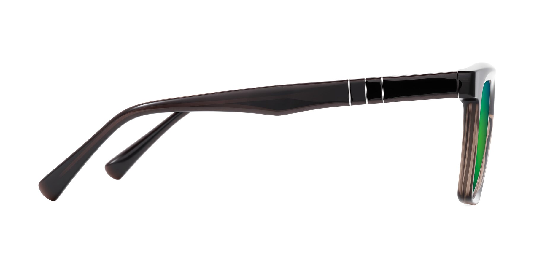 Side of Itasca in Brown with Green Mirrored Lenses