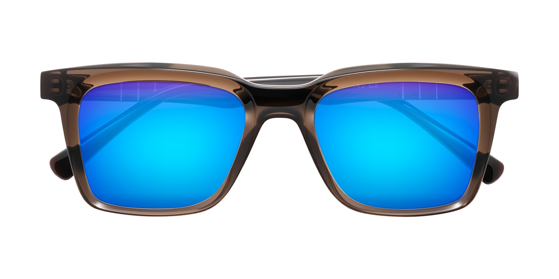 Folded Front of Itasca in Brown with Blue Mirrored Lenses