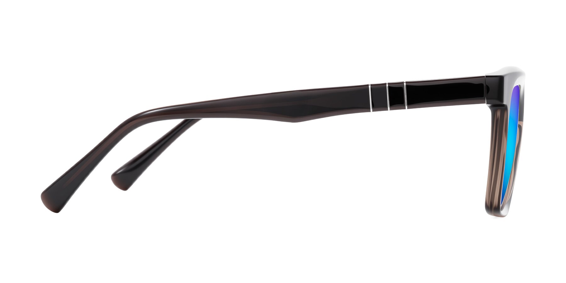 Side of Itasca in Brown with Blue Mirrored Lenses