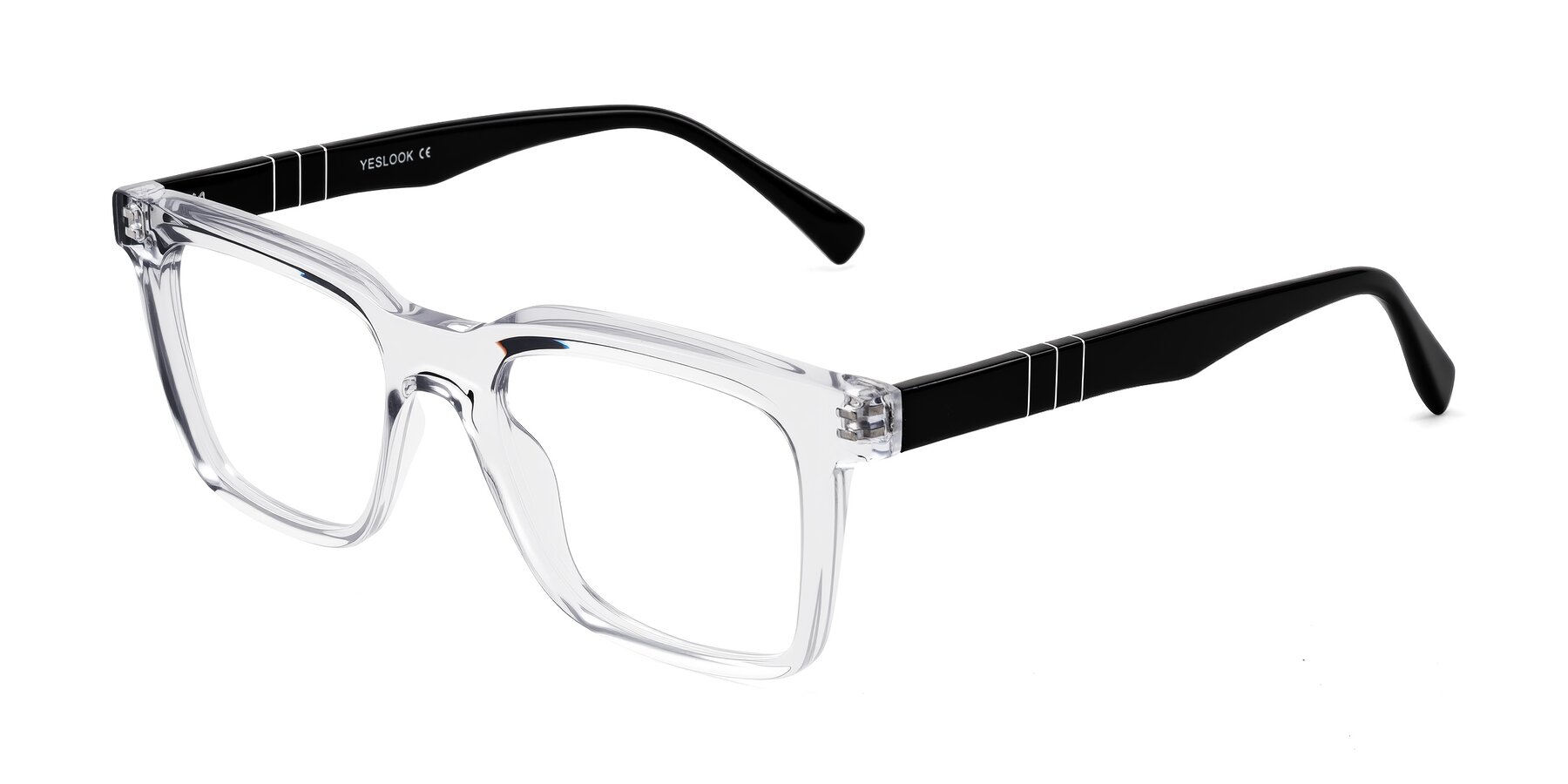 Angle of Itasca in Clear/Black with Clear Blue Light Blocking Lenses