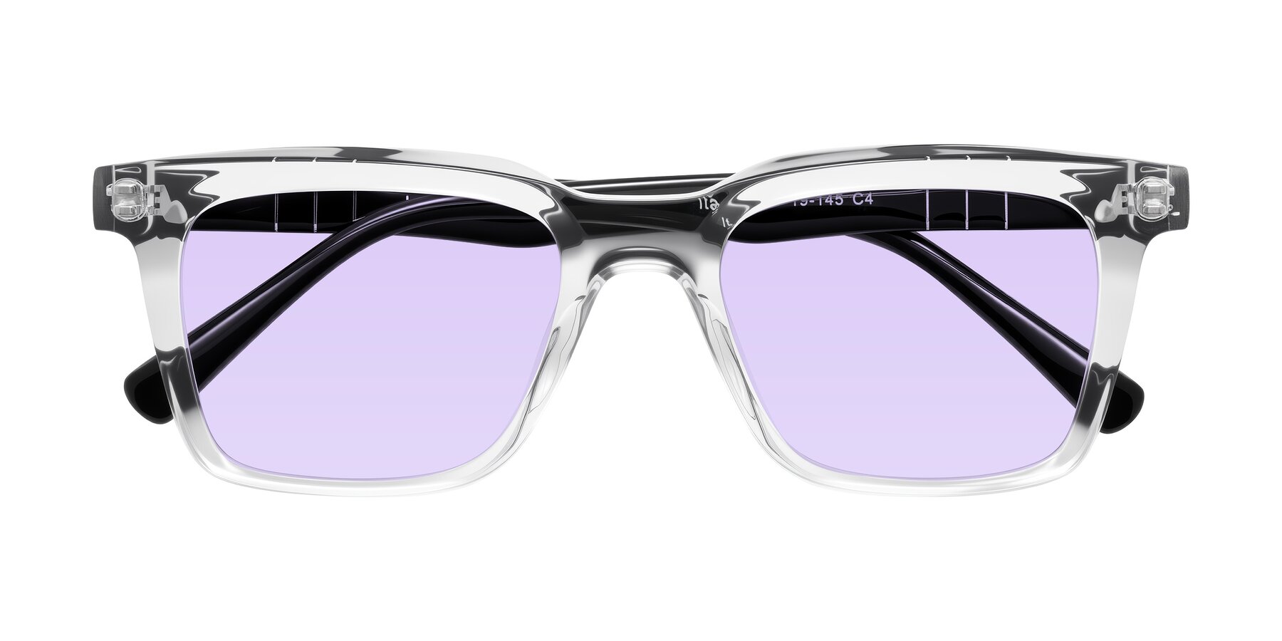 Folded Front of Itasca in Clear/Black with Light Purple Tinted Lenses