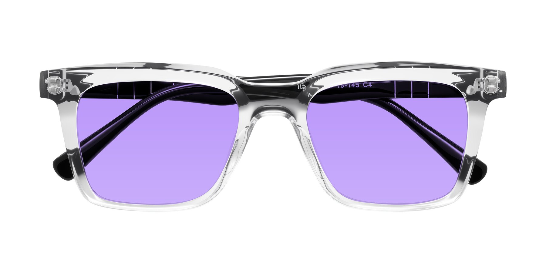 Folded Front of Itasca in Clear/Black with Medium Purple Tinted Lenses