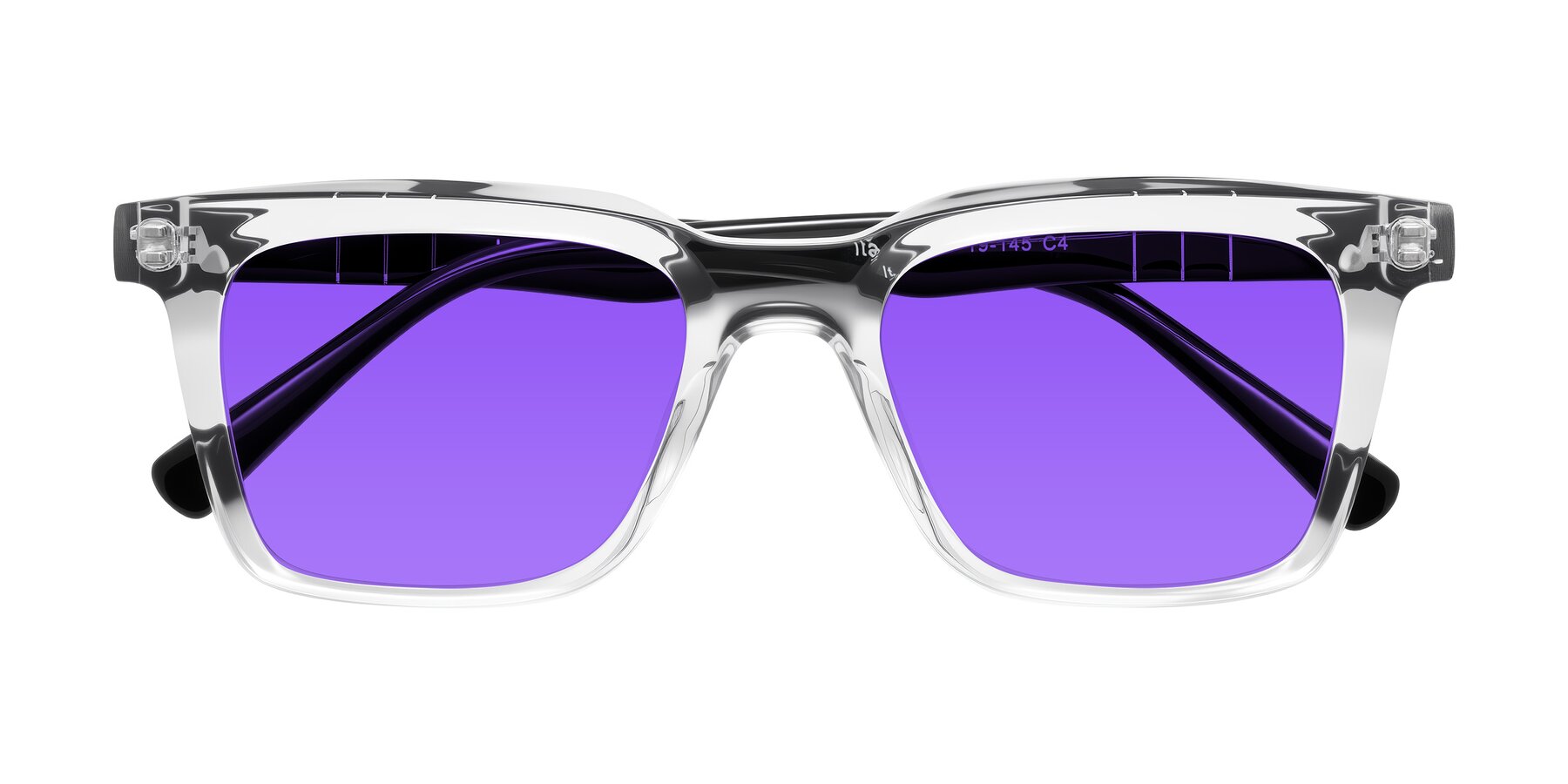 Folded Front of Itasca in Clear/Black with Purple Tinted Lenses