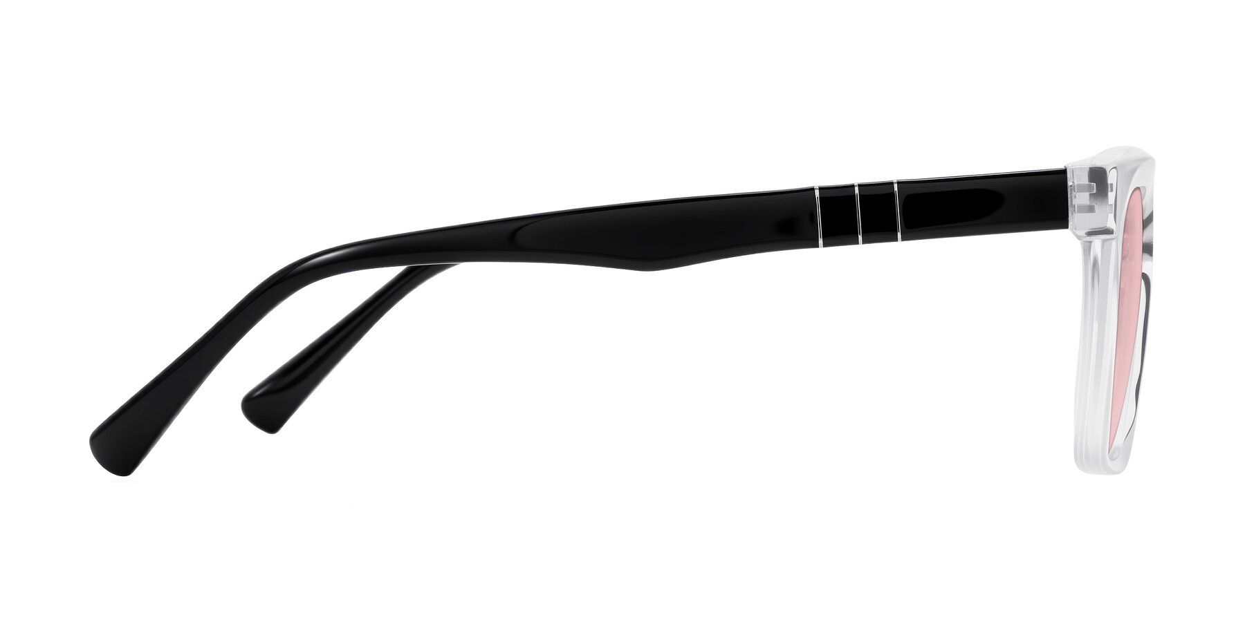 Side of Itasca in Clear/Black with Light Garnet Tinted Lenses