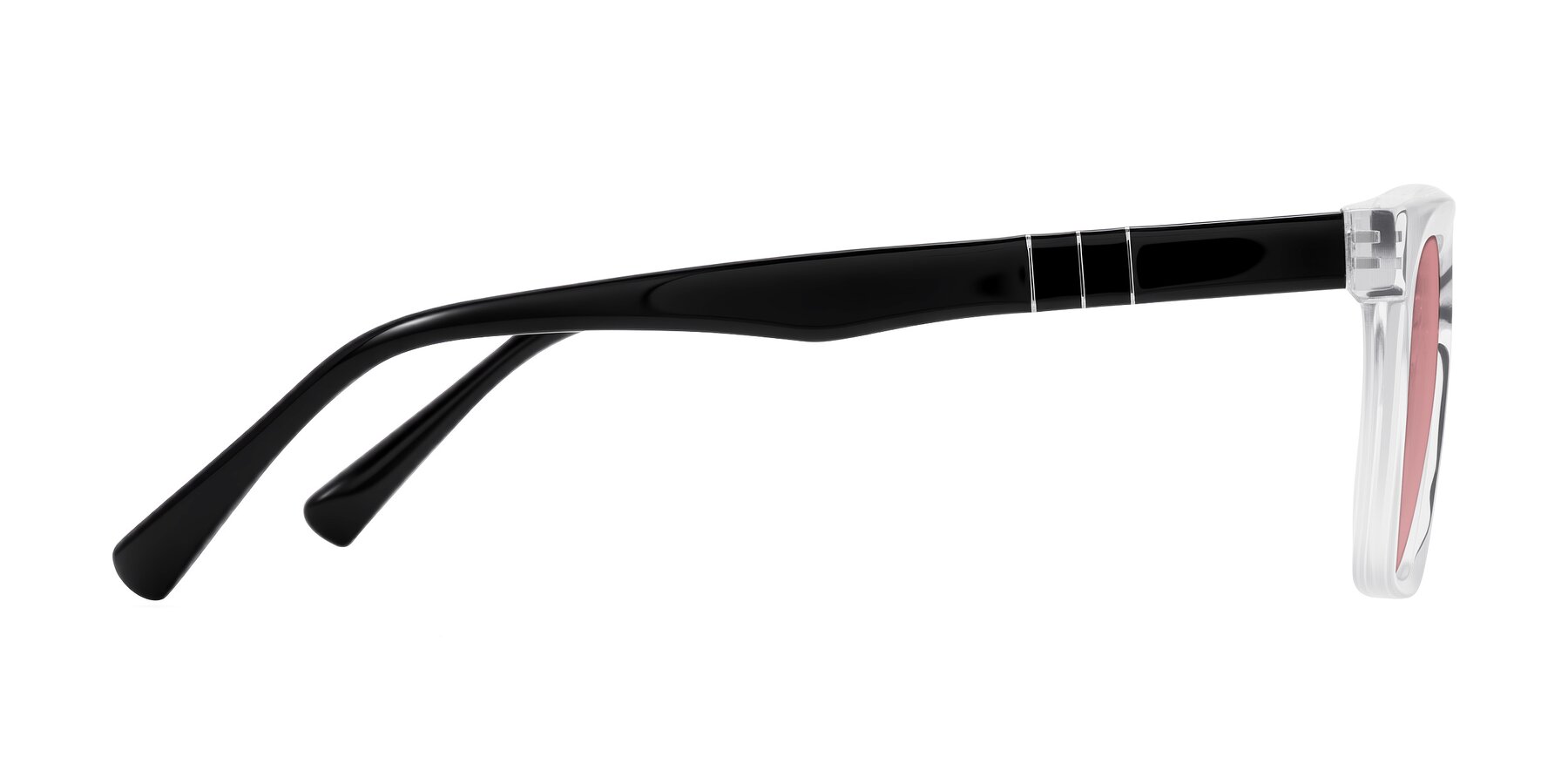 Side of Itasca in Clear/Black with Medium Garnet Tinted Lenses