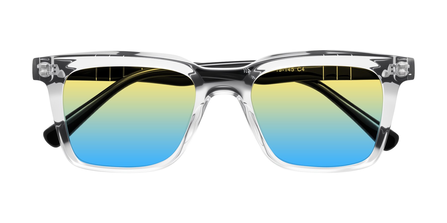 Folded Front of Itasca in Clear/Black with Yellow / Blue Gradient Lenses