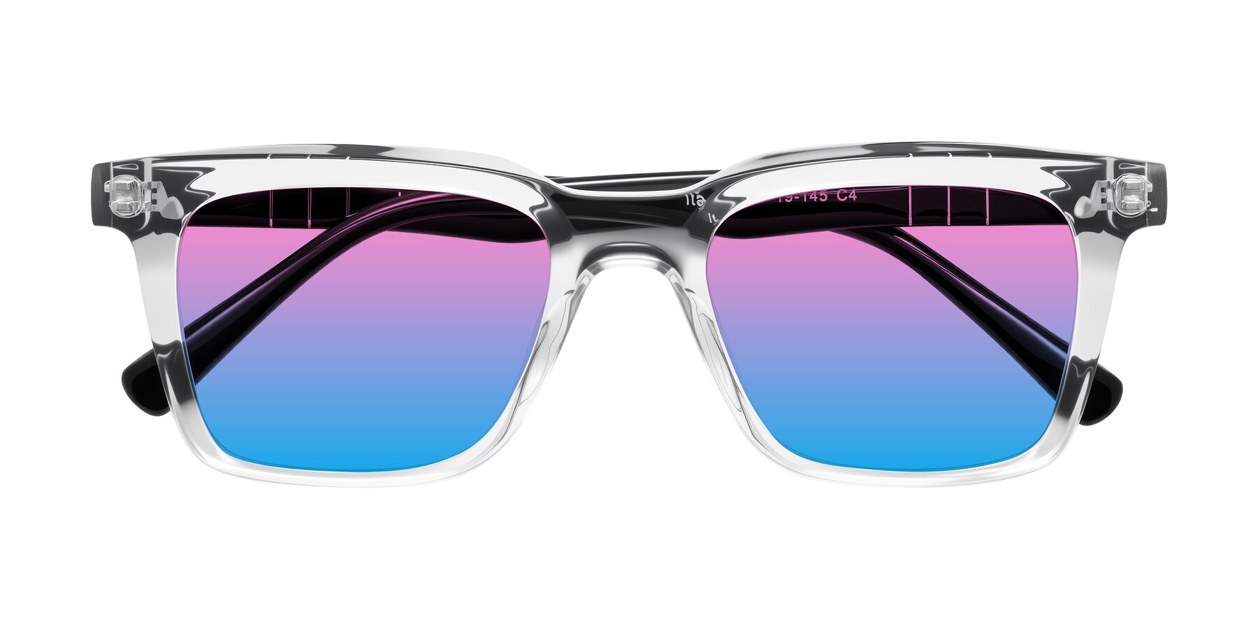 Folded Front of Itasca in Clear/Black with Pink / Blue Gradient Lenses