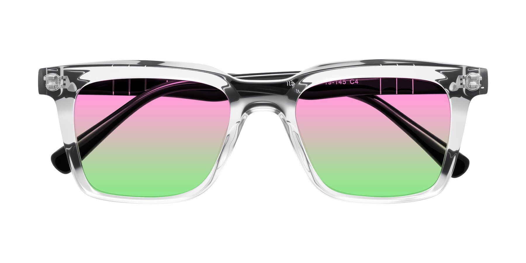 Folded Front of Itasca in Clear/Black with Pink / Green Gradient Lenses