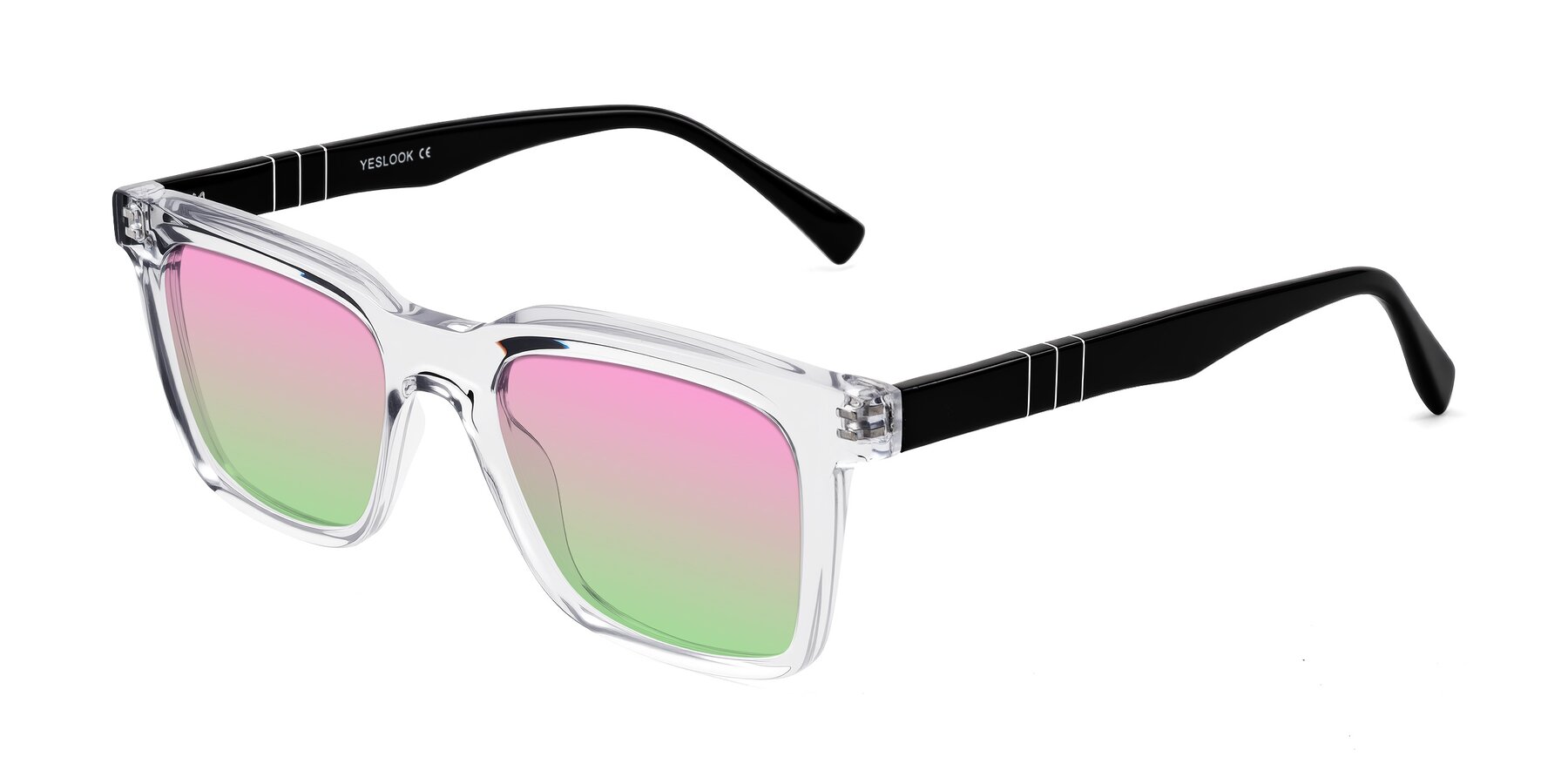 Angle of Itasca in Clear/Black with Pink / Green Gradient Lenses