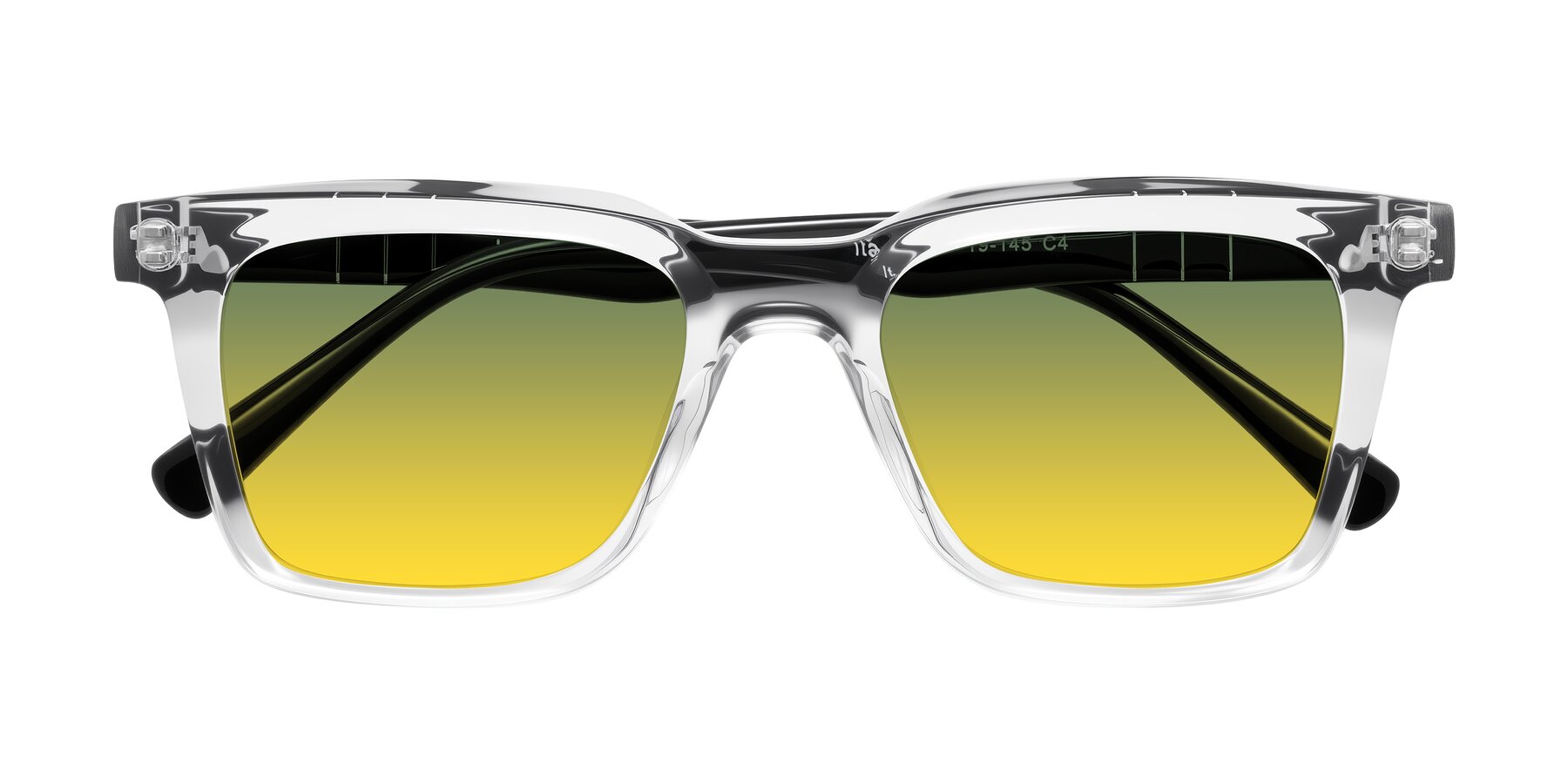Folded Front of Itasca in Clear/Black with Green / Yellow Gradient Lenses