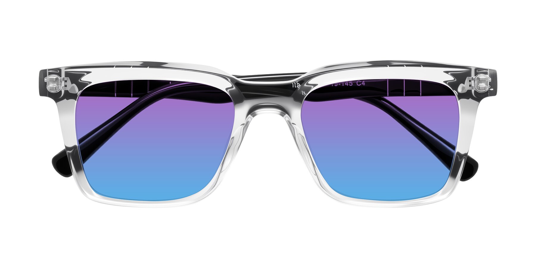 Folded Front of Itasca in Clear/Black with Purple / Blue Gradient Lenses