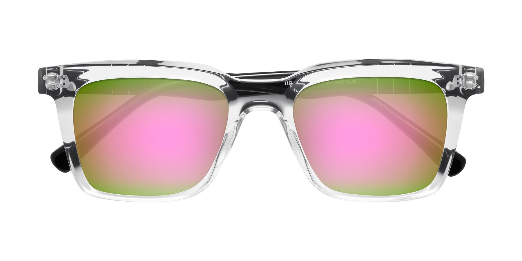 Folded Front of Itasca in Clear/Black with Pink Mirrored Lenses