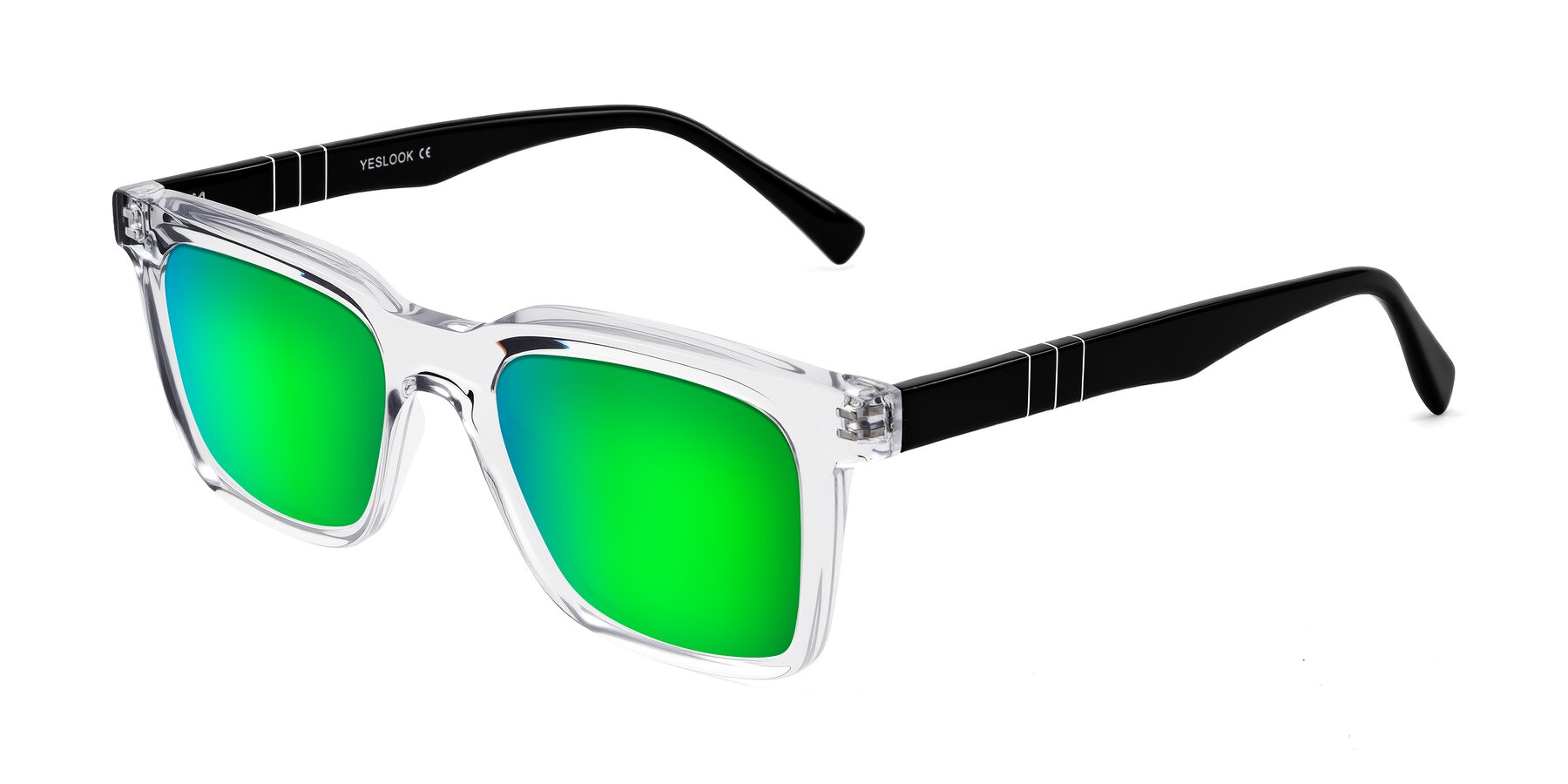 Angle of Itasca in Clear/Black with Green Mirrored Lenses