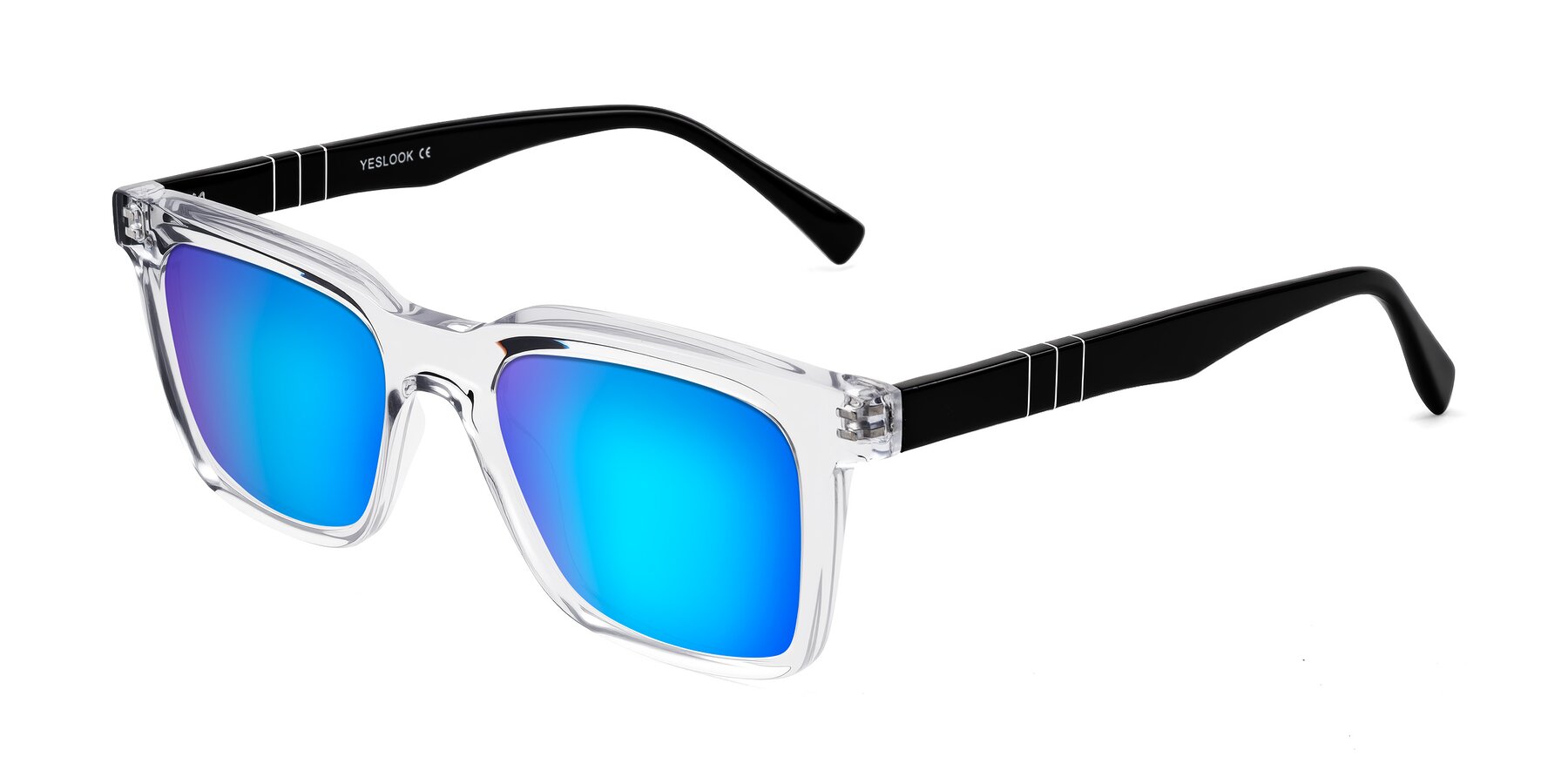 Angle of Itasca in Clear/Black with Blue Mirrored Lenses