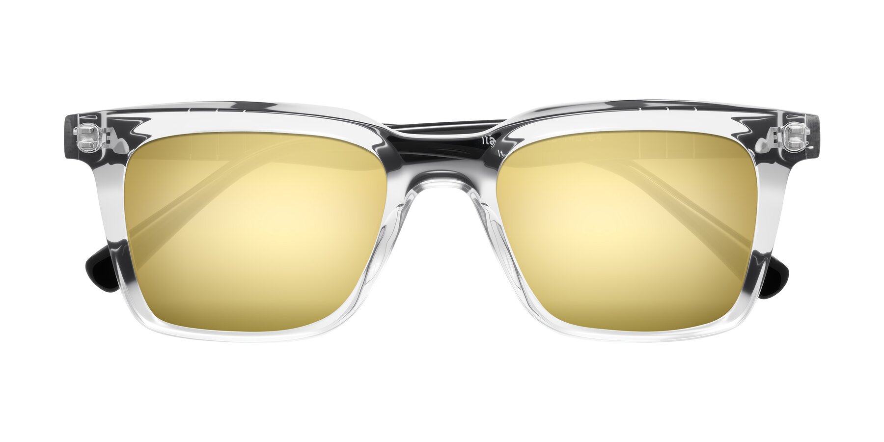 Folded Front of Itasca in Clear/Black with Gold Mirrored Lenses