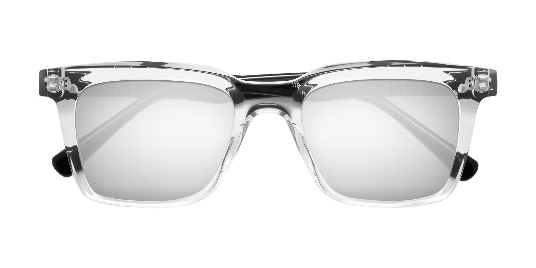 Folded Front of Itasca in Clear/Black with Silver Mirrored Lenses