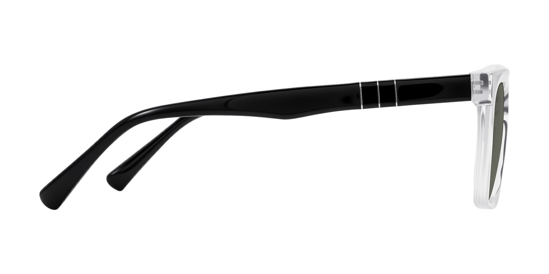 Side of Itasca in Clear/Black with Gray Polarized Lenses
