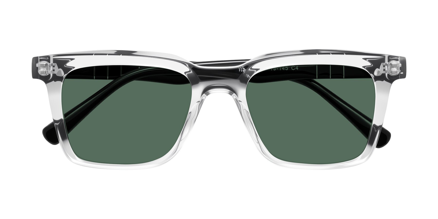 Folded Front of Itasca in Clear/Black with Green Polarized Lenses