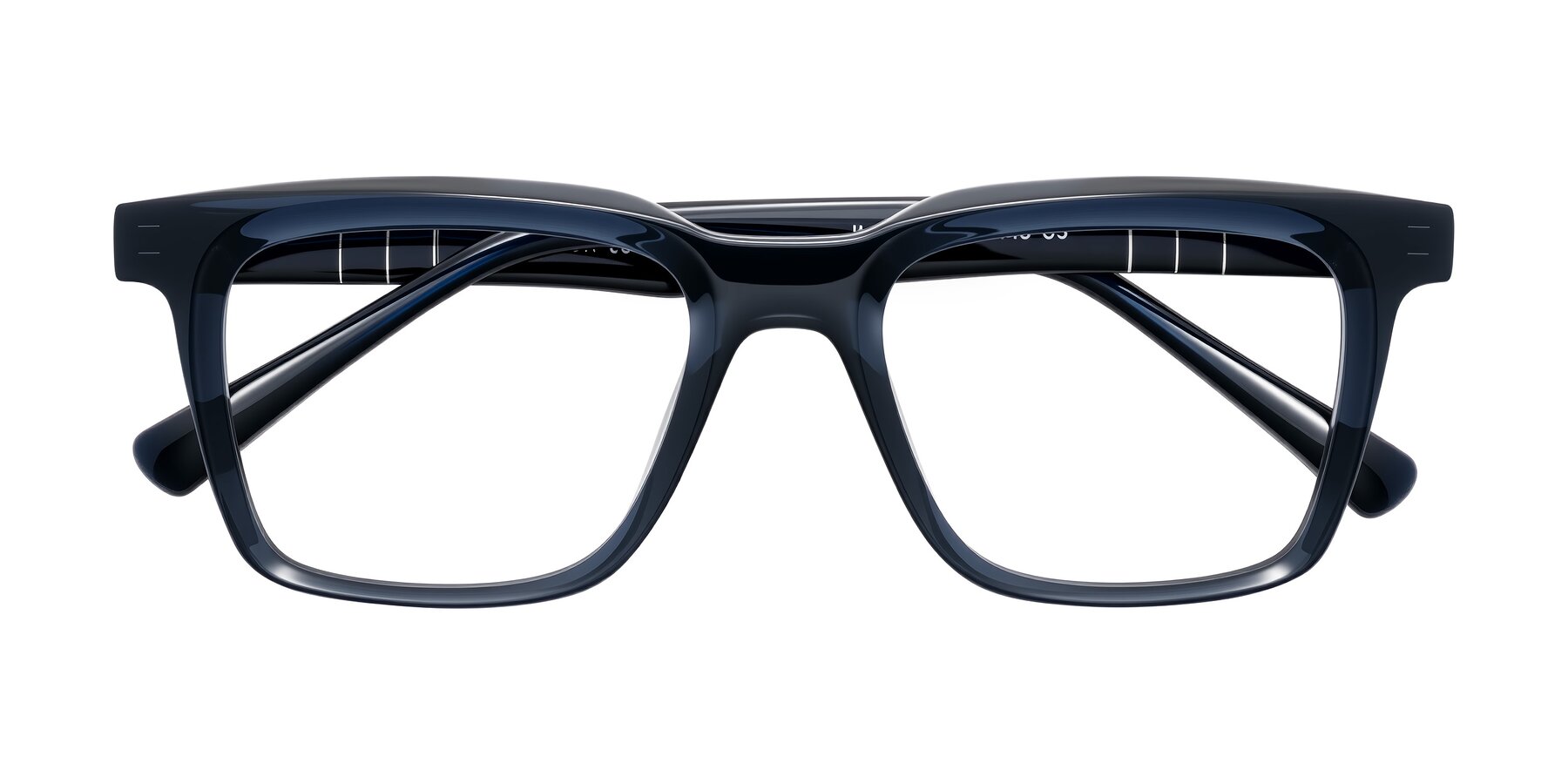 Folded Front of Itasca in Dark Navy with Clear Eyeglass Lenses