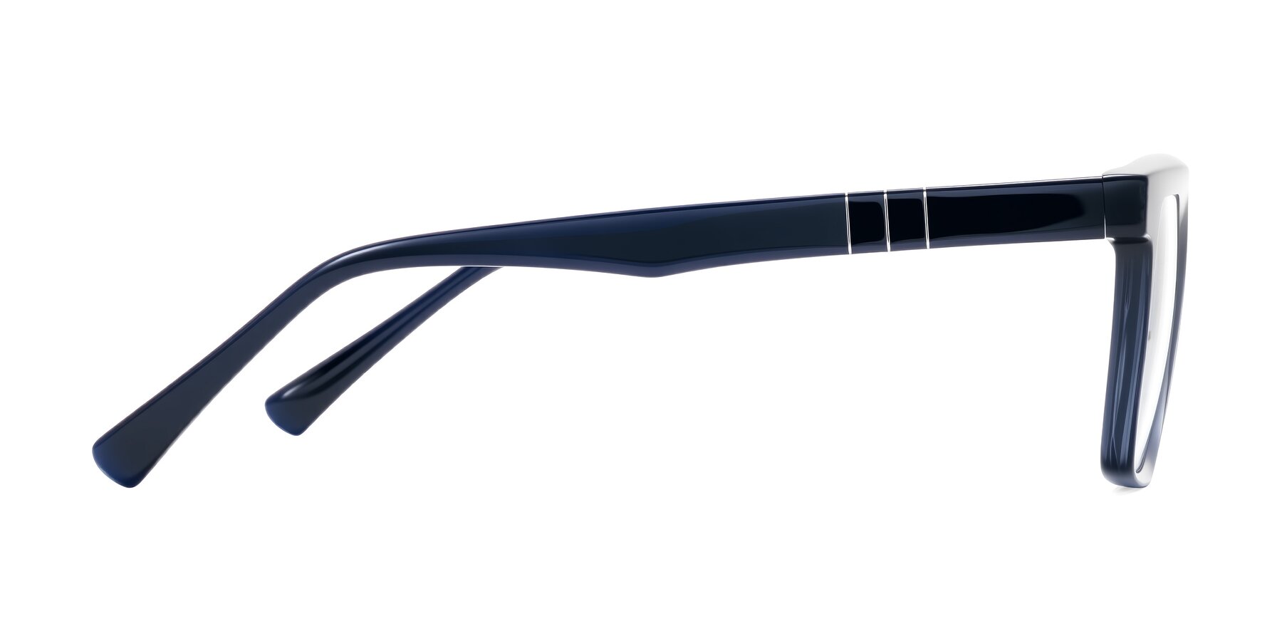 Side of Itasca in Dark Navy with Clear Eyeglass Lenses