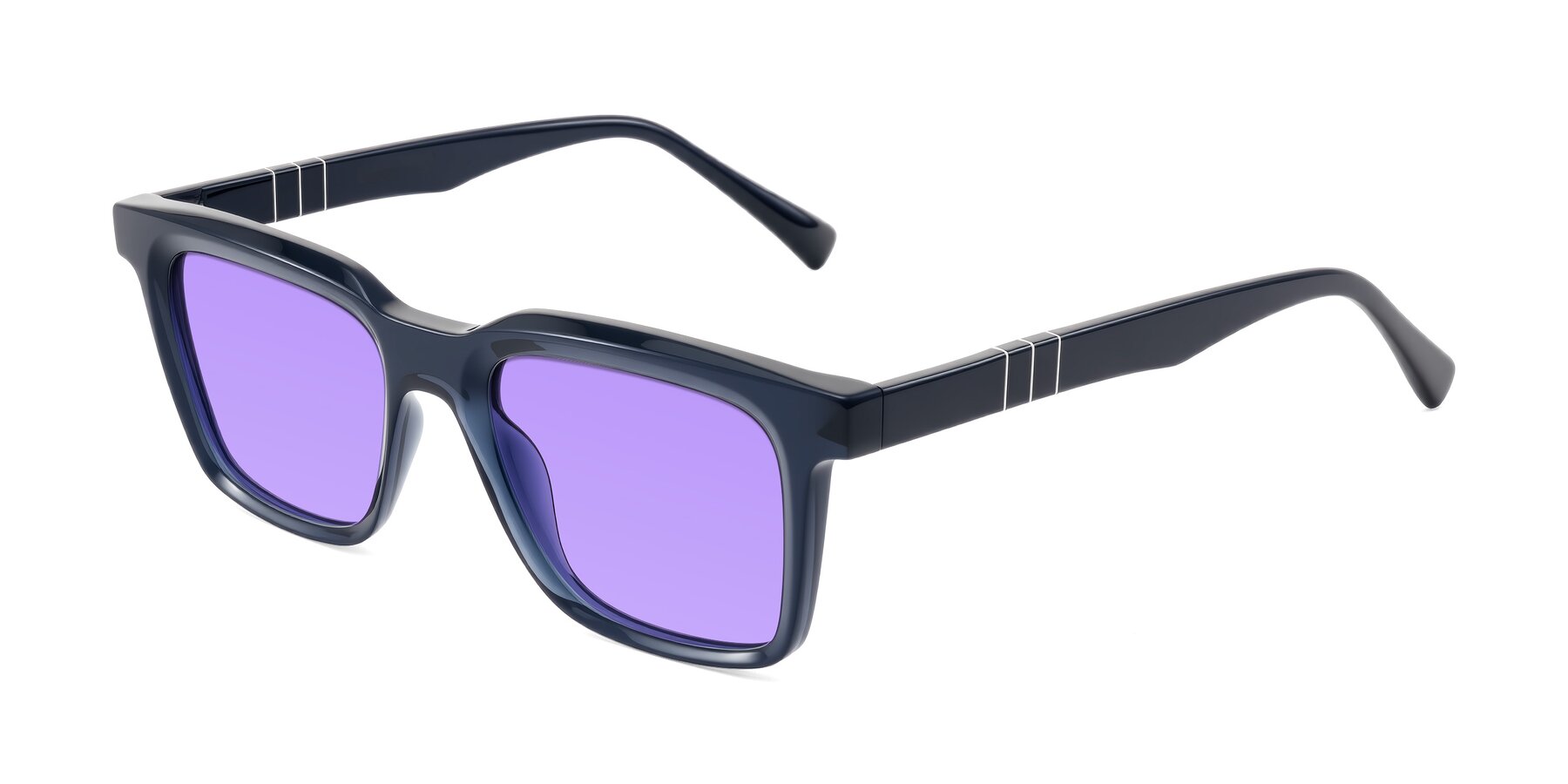 Angle of Itasca in Dark Navy with Medium Purple Tinted Lenses
