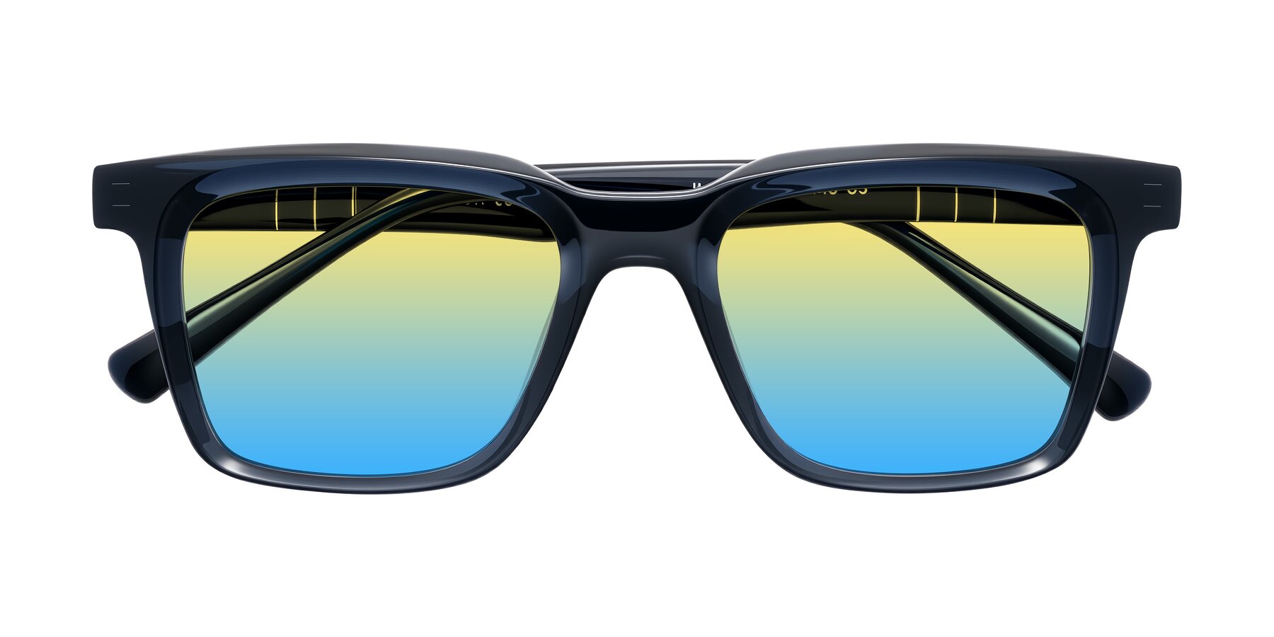Folded Front of Itasca in Dark Navy with Yellow / Blue Gradient Lenses