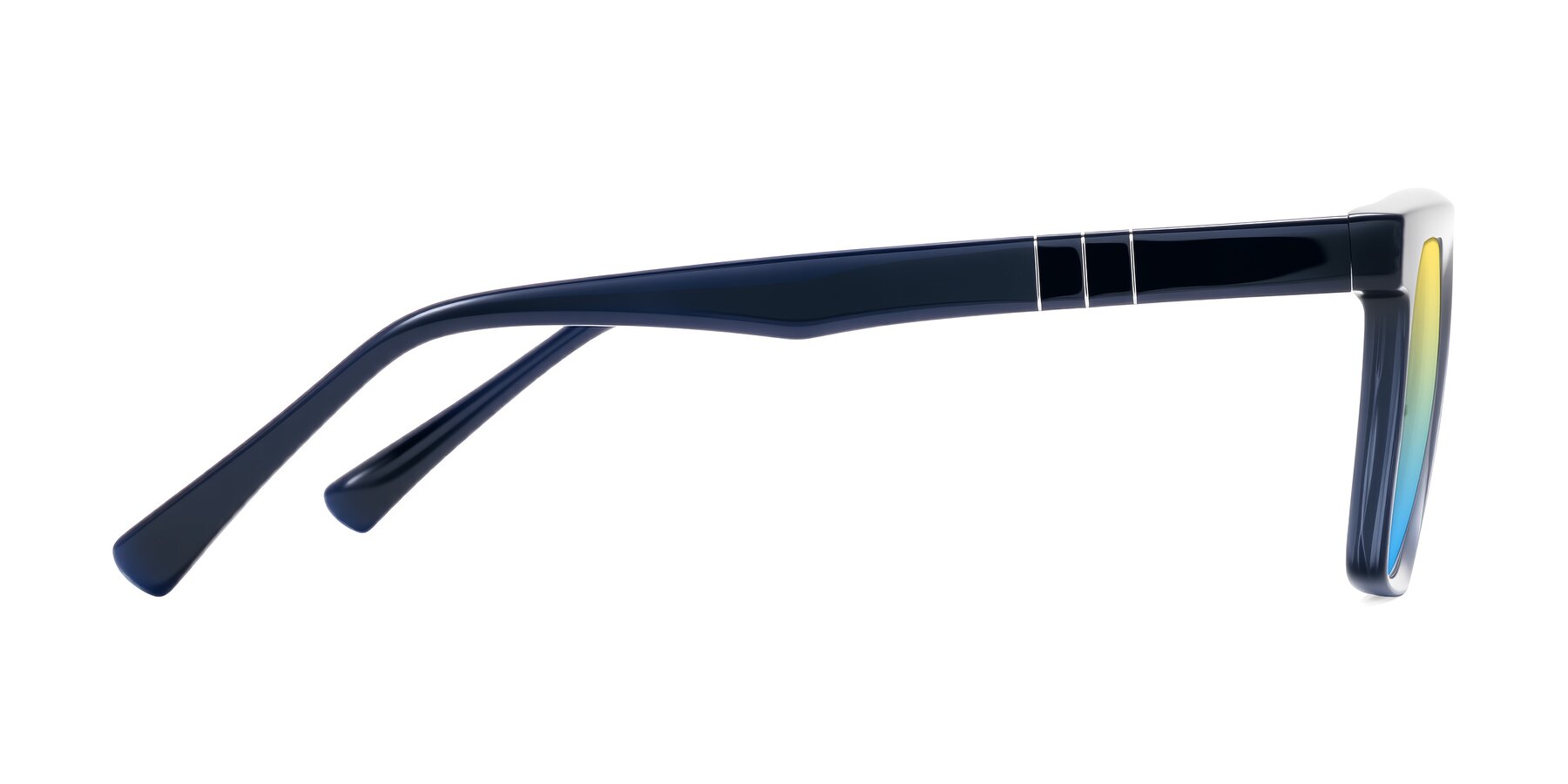 Side of Itasca in Dark Navy with Yellow / Blue Gradient Lenses