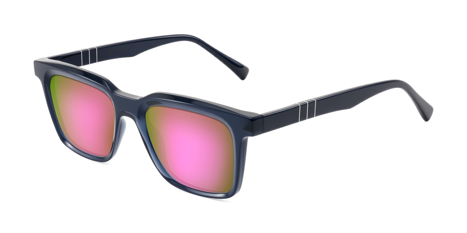 Angle of Itasca in Dark Navy with Pink Mirrored Lenses