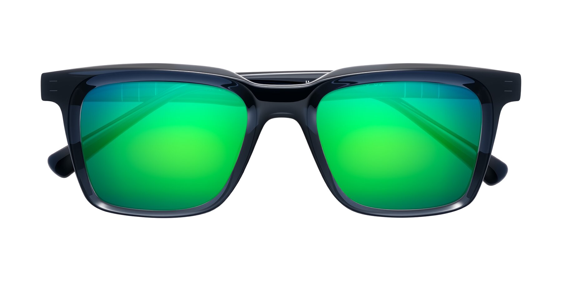 Folded Front of Itasca in Dark Navy with Green Mirrored Lenses