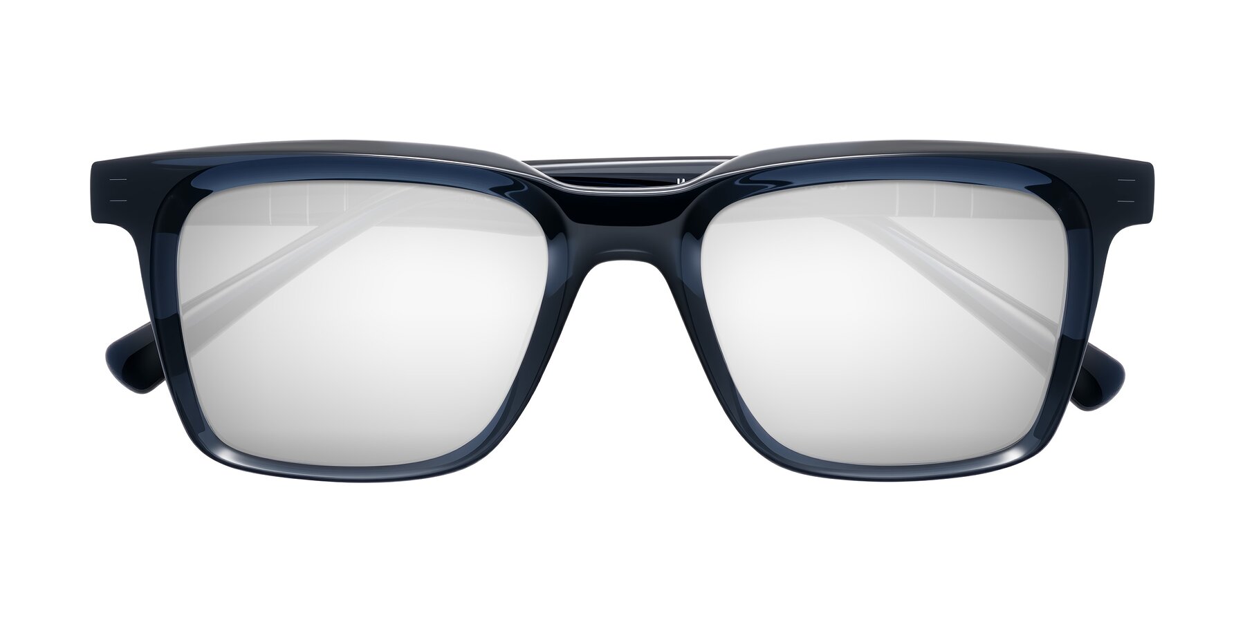 Folded Front of Itasca in Dark Navy with Silver Mirrored Lenses