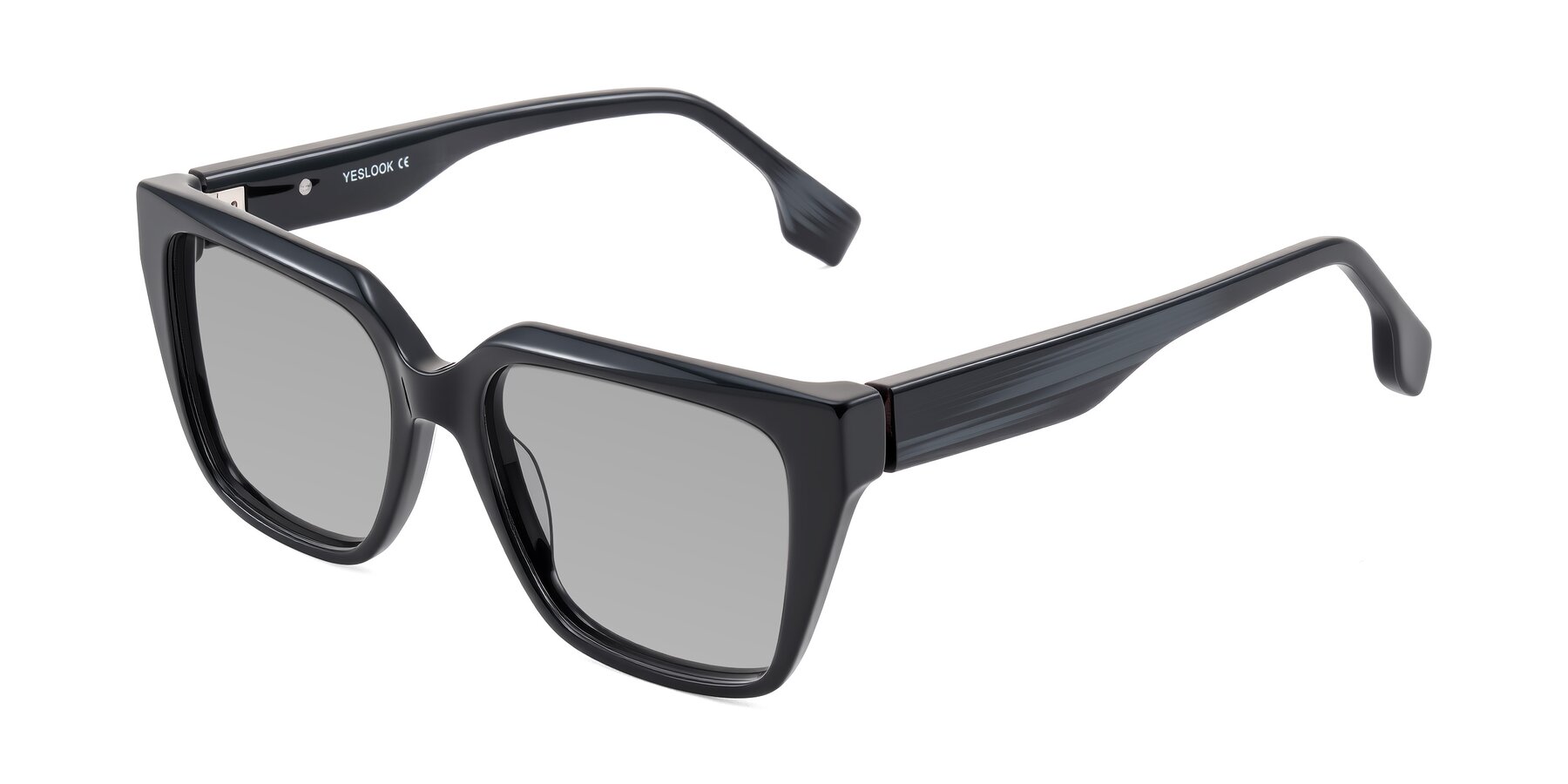 Angle of Gwee in Black/Gray Striped with Light Gray Tinted Lenses