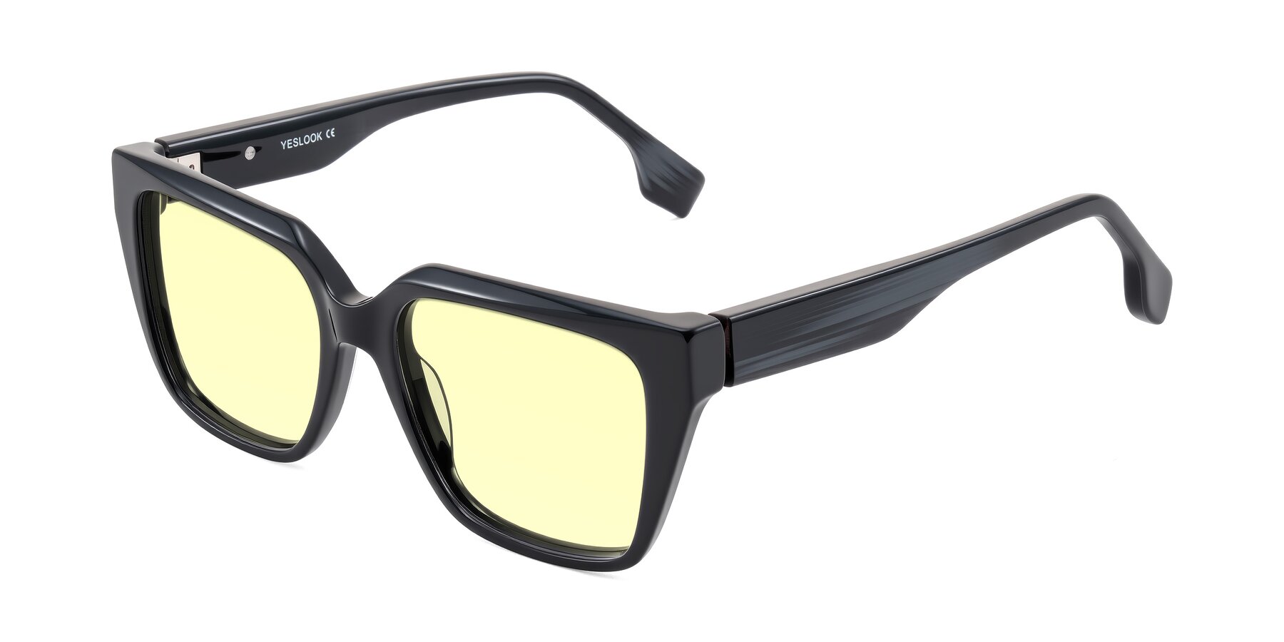 Angle of Gwee in Black/Gray Striped with Light Yellow Tinted Lenses