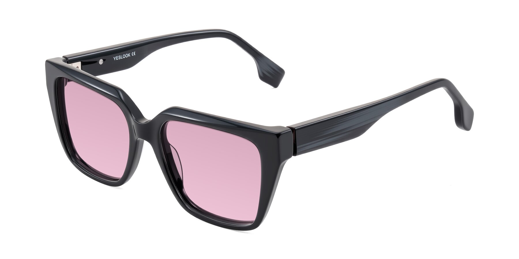 Angle of Gwee in Black/Gray Striped with Light Wine Tinted Lenses