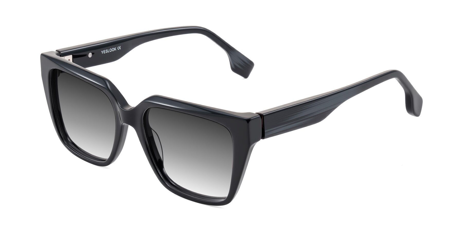 Angle of Gwee in Black/Gray Striped with Gray Gradient Lenses