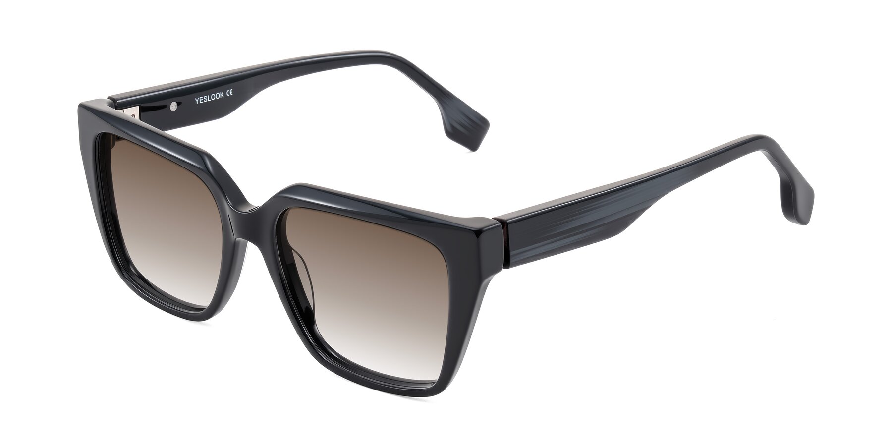Angle of Gwee in Black/Gray Striped with Brown Gradient Lenses