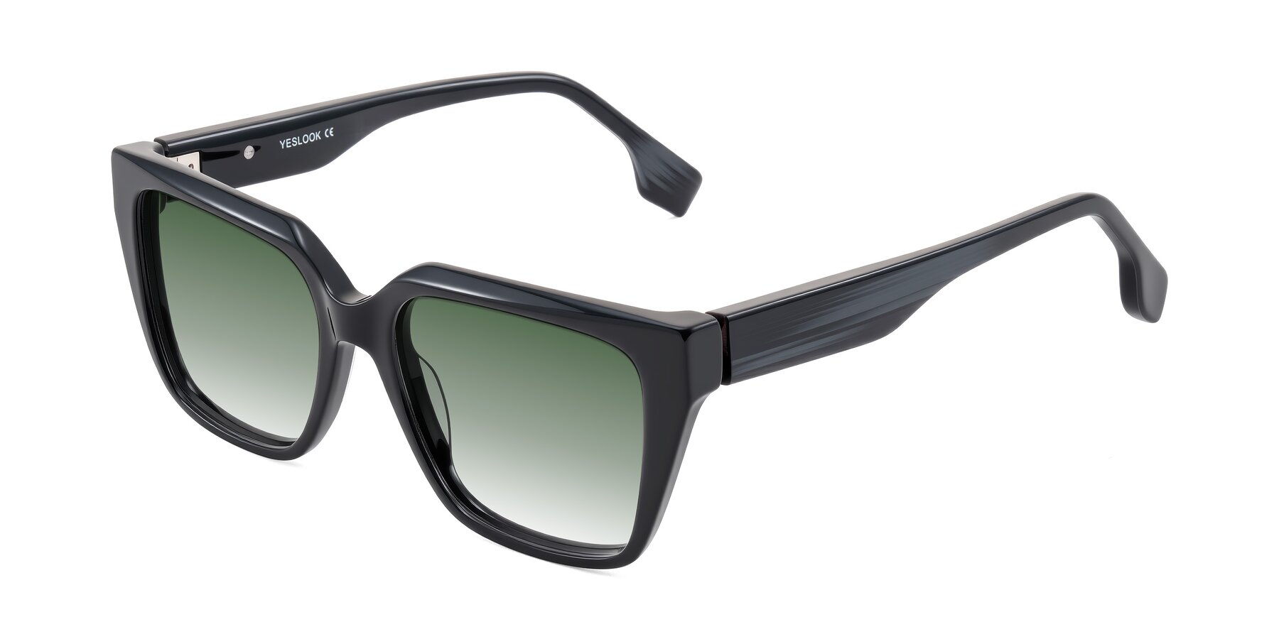 Angle of Gwee in Black/Gray Striped with Green Gradient Lenses
