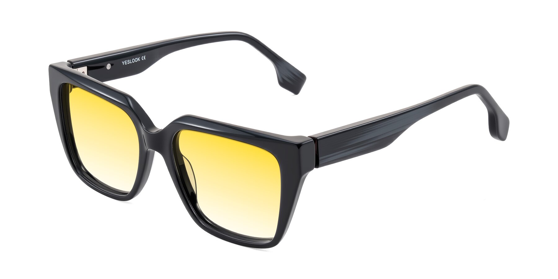 Angle of Gwee in Black/Gray Striped with Yellow Gradient Lenses