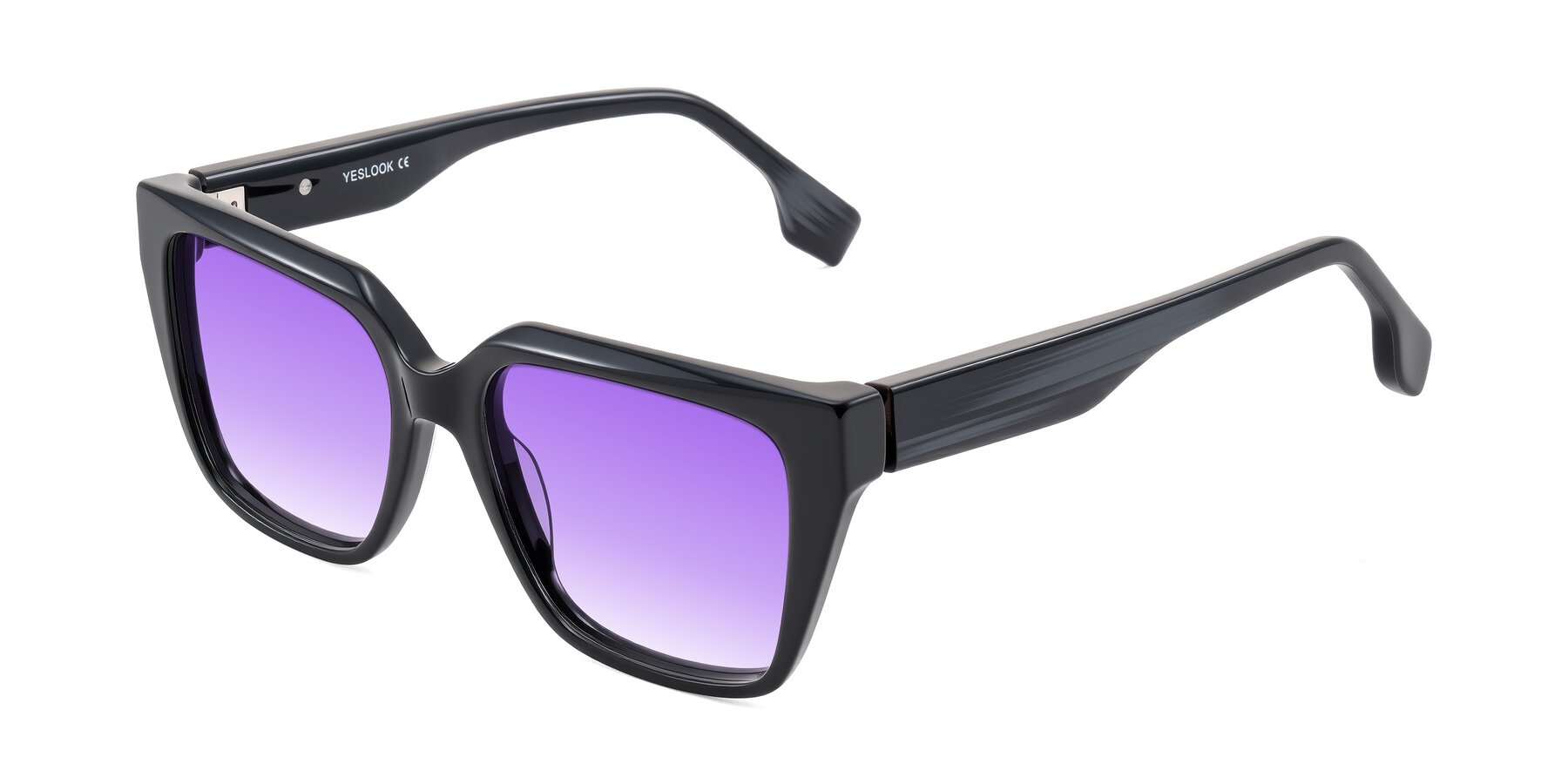 Angle of Gwee in Black/Gray Striped with Purple Gradient Lenses