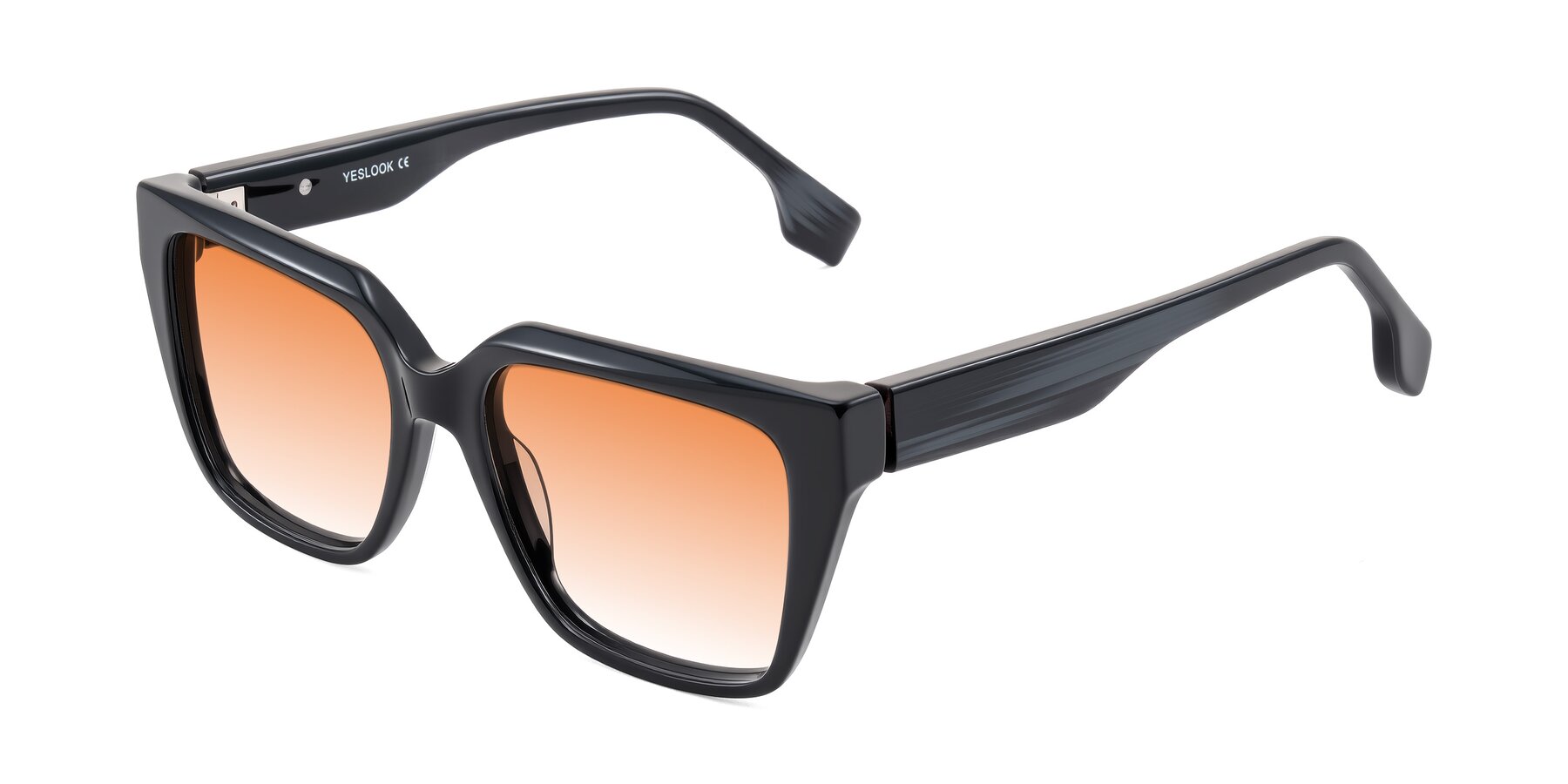 Angle of Gwee in Black/Gray Striped with Orange Gradient Lenses