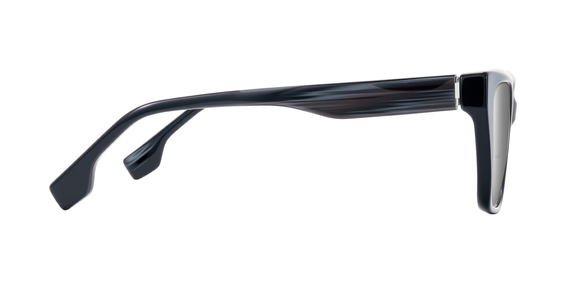 Side of Gwee in Black/Gray Striped with Silver Mirrored Lenses