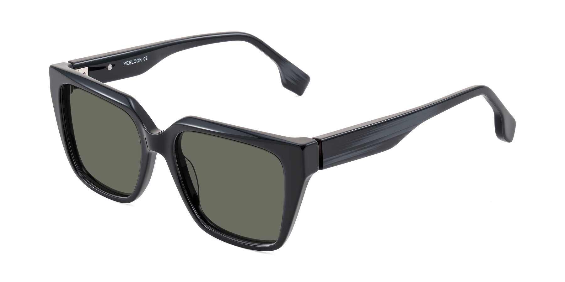 Angle of Gwee in Black/Gray Striped with Gray Polarized Lenses