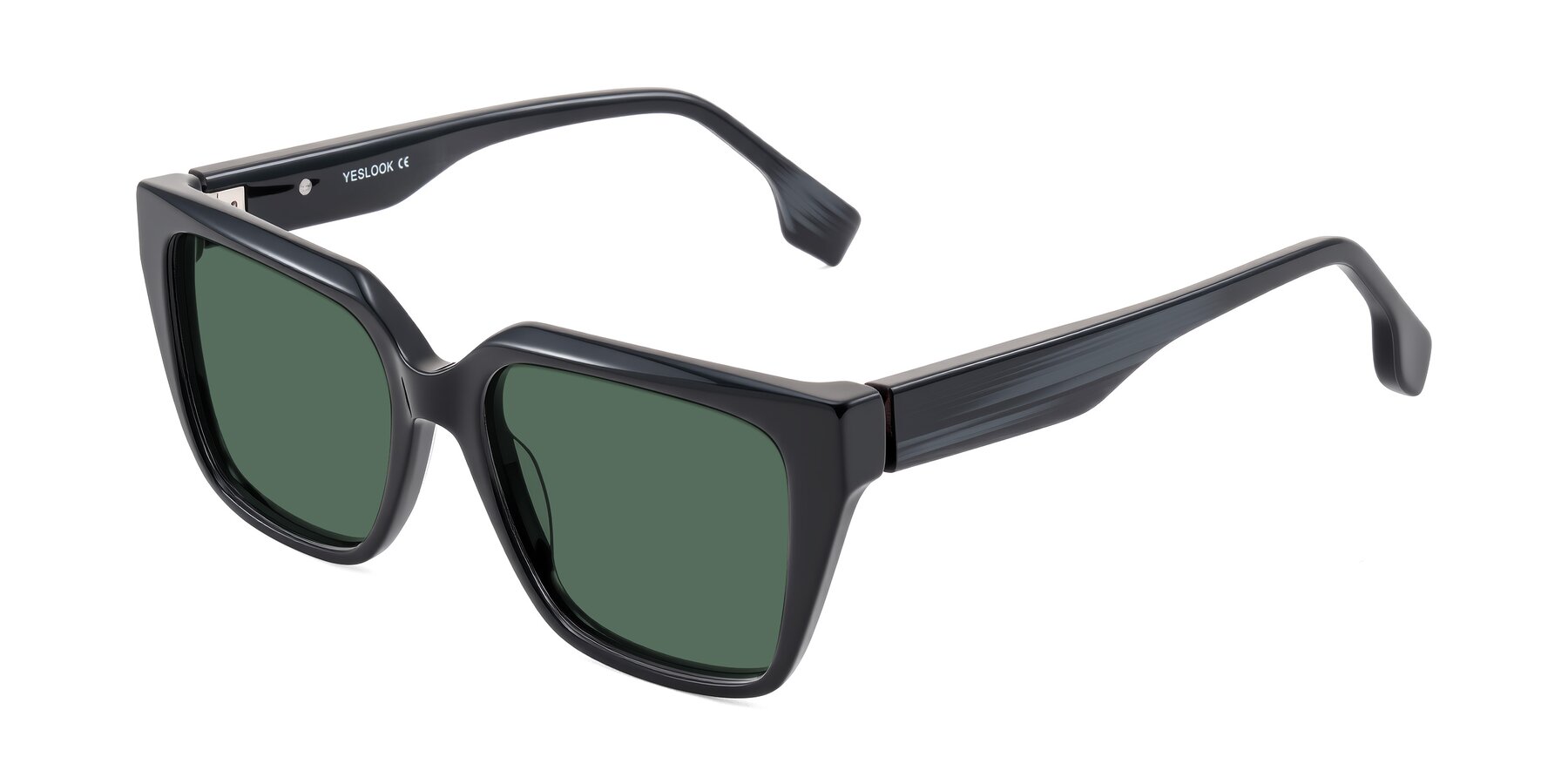 Angle of Gwee in Black/Gray Striped with Green Polarized Lenses